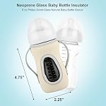 Glass Baby Bottle Sleeve Covers, Reusable Glass Baby Bottle Insulator, Improved Heat/Cold Retention Moisture Neoprene Holder for 8 oz Philips Avent Glass Natural Baby Bottle (Orange+Beige)