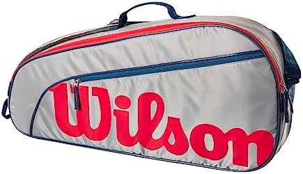WILSON Mochila de tênis júnior - cinza/vermelha, comporta até 2