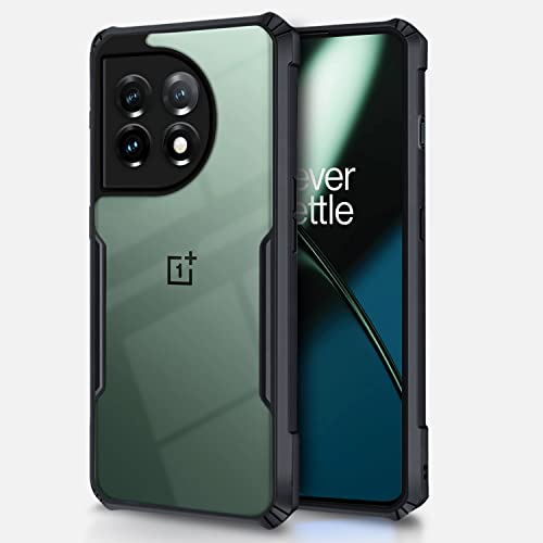 Image of Pikkme OnePlus 11 5G Back Cover | Crystal Clear Transparent Back | Ultra Hybrid | Full Camera Protection | Raised Edge | Bumper Back Case (Black)