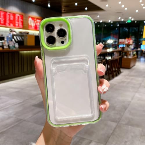 Étui portefeuille transparent iPhone SE vert, fini le portefeuille encombrant avec ses fentes