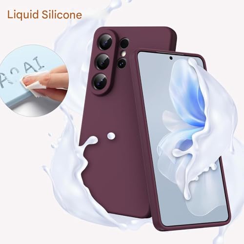 Image of DIZORO Microfiber Candy Case Compatible with Samsung S26 Ultra 5g Smooth Touch Cushion Liquid Soft Silicone Gel Rubber Phone Cases Non-Slip Full Body Protective Shockproof Back Cover (Wine)