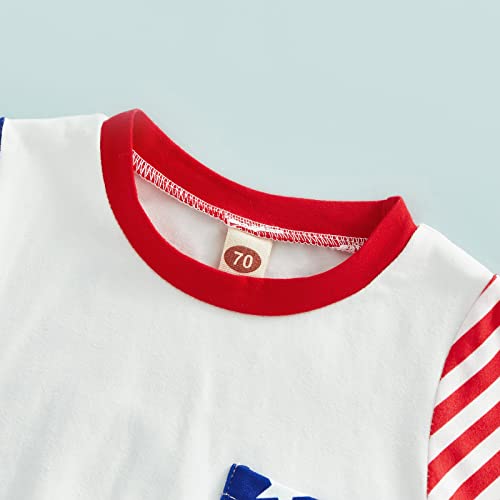 Fladdswed Newborn Infant Baby Girl Boy 4Th Of July Outfit Short Sleeve Romper Summer Bodysuit Stripe Onesie One Piece Jumpsuit (White Star Stripe, 0-6 Months) #TOP1