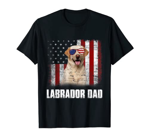 Bandiera americana Miglior Labrador Dad Ever Tee Cane Papà Maglietta