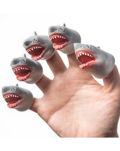 AQKILO® Shark Finger Puppet Set, Animals Puppet Show Theater Props, Novelty Toys Weird Stuff Gifts, 5Pcs