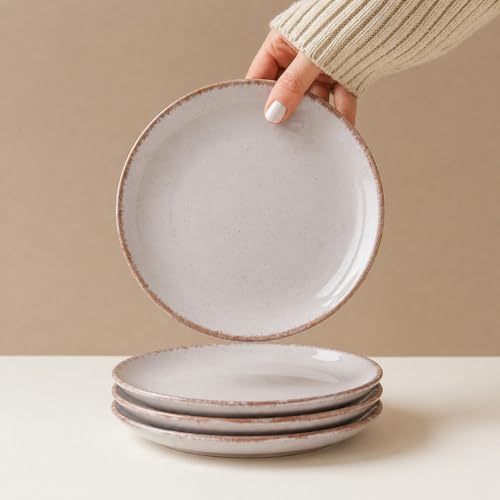 Image of The Earth Store Glossy Lavender Marble 7 Inch Ceramic Quarter Plates Set of 6 | Microwave & Dishwasher Safe Plate | Half Plate for Dessert, Snacks, Dinner | Snack Plates for Gifting, Daily Use