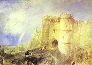 Peinture à l'huile Carisbrook Castle Turner, grand tableau décoratif de salon