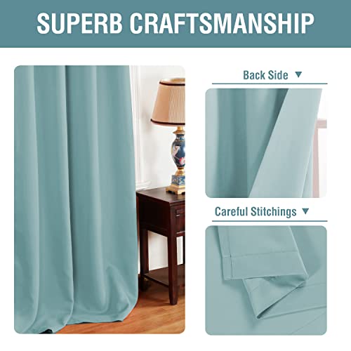 Image of H.VERSAILTEX Blackout Curtain for Living Room Thermal Insulated Window Treatment Curtain Extra Long 96 inch Length Energy Saving Solid Grommet Top Blackout Drape, One Panel, Mineral Blue, 52 inchW x 96 inchL