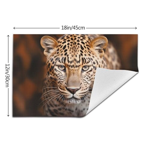Set de table léopard en PVC marron anti-chaleur et lavable | Lot de 4 de 30,5 cm - 4