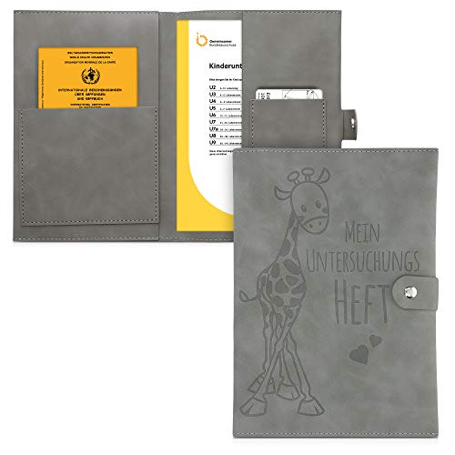 kwmobile Kunstleder Hülle für deutsches Untersuchungsheft - U-Heft Hülle und Impfpass - extra Fächer - Cover U-Heft Giraffe Grau