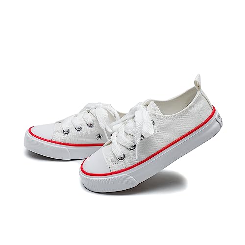 Kids Shoes Toddler Canvas Sneakers for Boys & Girls - Breathable, Lightweight & Durable Lace-Up Shoes Non-Slip Rubber Sole, Classic School Style for Play & Casual Wear,Ages 2+