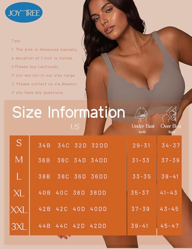 Image of JOYTREE Silky Bras for Women No Underwire V Neck Bralettes for Women Cloud Feel Everyday T Shirt Bra with Extender