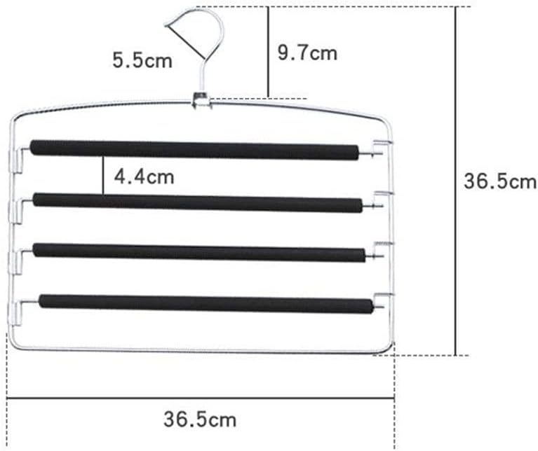 5 Layers Trousers Hanger Detachable Steel Sponge Anti Slip Pants Hangers Multi-Purpose Towel Scarf Storage Hanging Rack(Black)