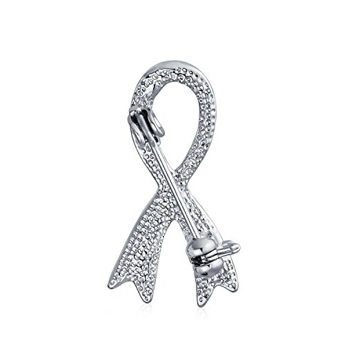 Image of Cancer Awareness Ribbon Brooch Pin - Silver Pink Purple Enamel - Symbol of Support and Survival - Silver Gold Plated Accent - Thoughtful Jewelry for Women
