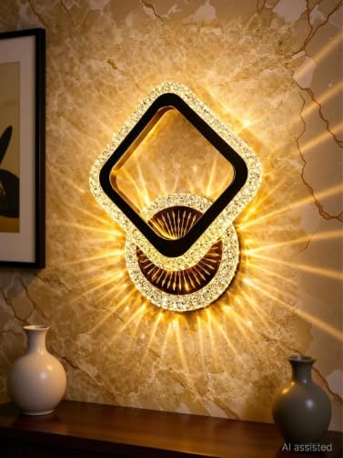 Image of Modern Crystal LED Wall Light, Decorative Indoor Wall Lamp with Warm White Lighting, Stylish Wall Mounted Light for Living Room, Bedroom, Hallway,
