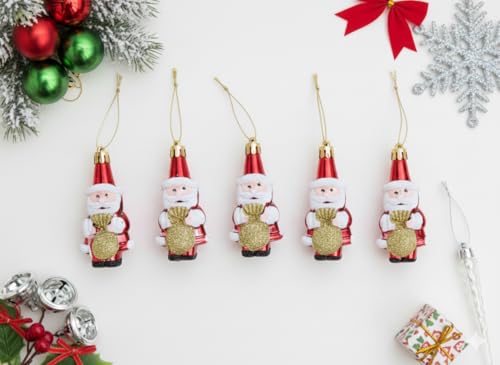 Image of 5Pc Santa Christmas Decoration Combo Pack | Items for Home & Office | Festive Hangings, Tree Ornaments | PoPo Toys