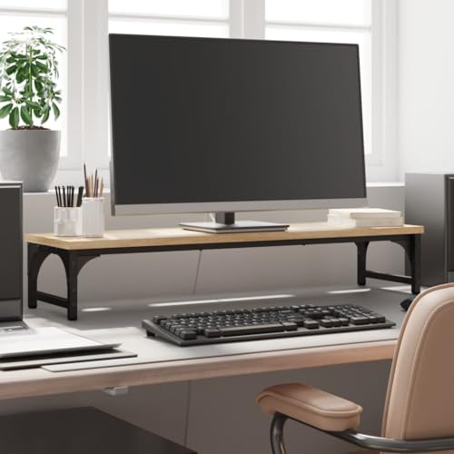 Support d'écran chêne Sonoma réglable pour bureau ergonomique et PC