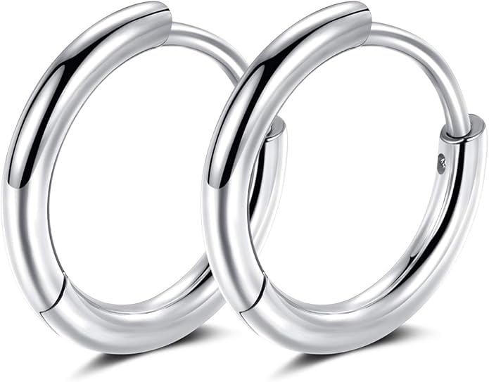 stainless steel hoop earrings 10mm Hypoallergenic Huggie Earrings Small Hoop Sliver Sleeper Earrings For Women Men