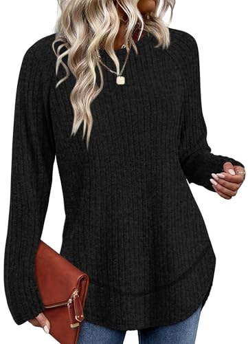WIHOLL Long Sleeve Shirts for Women Fall Sweaters 2025 Lightweight Casual Tunic Tops Loose Fit Winter Clothing S-2XL