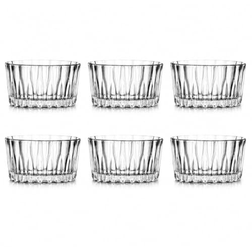 Image of Glassbunny 160ml Crystal Clear Glass Dessert Bowl | Elegant Ribbed Glass Serving Bowl for Ice Cream, Pudding, Custard, Fruits, Snacks & Dry Fruits Thick Durable Pack of 6