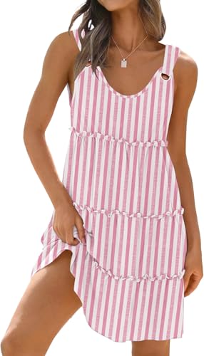 Image of ETCYY Sundresses for Women 2026 Vacation Swimsuit Cover Ups Boho Floral Beach Dress T-Shirts Tank Dresses
