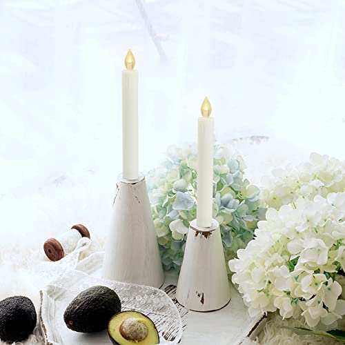 Image of CANDLE CHOICE 6 inch Tall Flameless Taper Candles with Remote Timer Long Battery Operated Flicking Electric LED Window Stick Candles for Candelabra Wedding Christmas Decorations Table Centerpieces 2 Pack