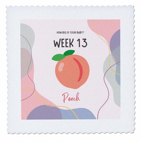3dRose Image of Peach How Big is Your Baby Week 13 - Quilt Squares (qs-388465-4)