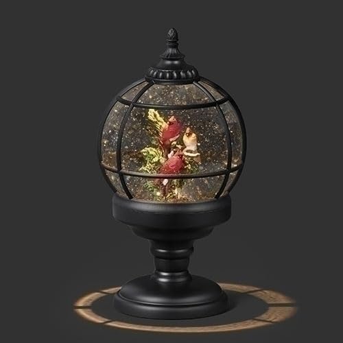 Roman 9.5-Inch Lighted Swirl Cardinals on Branch Sphere – USB-Powered