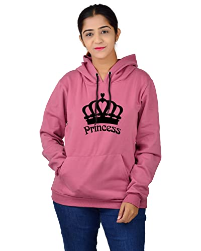 Image of More & More HOODMASTER Women's Fleece Hoodie Sweatshirt with Pockets Full Sleeves Regular Fit Solid Pattern Princess Theme Hooded Neck and Standard Length | Women Fleece Hoodie