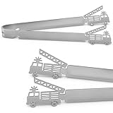 Geiserailie Grillzange Motiv Feuerwehr Geschenke Weihnachten Männergeschenk Personalisierte Edelstahl Grillzange für Feuerwehrmann Feuerwehrfrau, Spülmaschinengeeignet, Silber