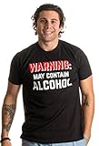Ann Arbor T-shirt Co. Adult Warning: May Contain Alcohol | Funny Beer Concert Party Bar Humor, XL, Black