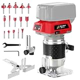 Avhrit 電動トリマー 木工用 ブラシレスモーター搭載 高出力 6mmビット対応 コードレス設計 18Vバッテリー対応 軽量コンパクト 面取り 溝切り 彫刻 研磨など木工DIYに最適 【本体のみ】赤色