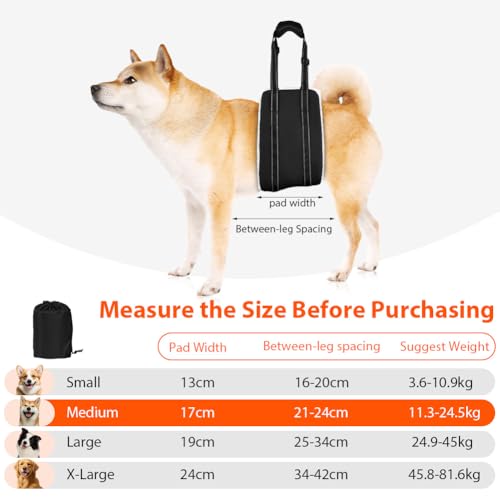 AOOHA Hunde Tragehilfe, Hund Hinten Lift Support Geschirr, Flauschig Weiches Material, Verstellbare Gehhilfe, Hundegeschirr für behinderte, verletzte oder ältere Hunde (M)