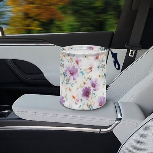 Image of Retro Floral Car Garbage Can Mini Car Trash Bin Car Organizer Car Storage Bag Waterproof Portable Men Accessories Car Decor