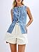 Tankaneo Womens Button Down Denim Vest Trendy Fitted Sleeveless Jean Tank Tops Crew Neck Waistcoat