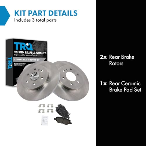 Image of TRQ Rear Brake Pad and Rotor Set Ceramic Solid Rotors | For 2006-2007 Buick Terraza 2006-2008 Chevrolet Uplander 2006-2007 Saturn Relay