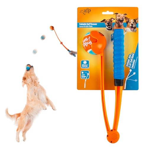 ALL FOR PAWS 63CM ballwurfmaschine Hund | Hundeballschleuder | Klappbarer Ballwerfer mit Tennisball-Griff, inkl. 6.5CM Ball(2.5'') – für Apportiertraining & Outdoor-Spiele