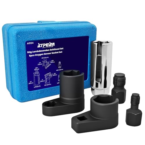 ATPEAM Coffret de 5 Douilles pour Sonde Lambda 22mm, Outil de Retrait Capteur Oxygène Universel, Compatible Voiture Audi, BMW, Mercedes