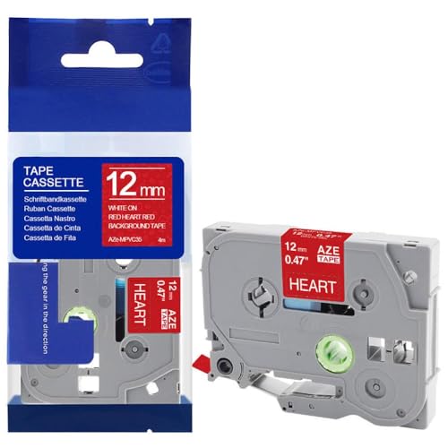 xv^[p12mm݊xe[vTZE631 TZE231 TZE131 PTH110 PTP710BT PTD200 PTD210 PTH100}Vƌ݊̂(White on Red Heart)