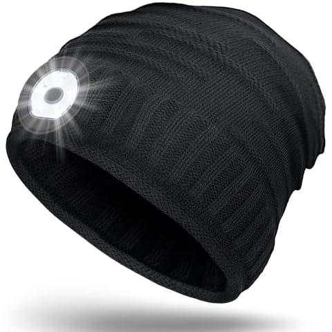 Mens Stocking Fillers LED Hat - Gifts for Dad Hat Beanie with Light, Secret Santa Gifts Running Cycling Fishing Gifts for Men Torch Hat, Birthday Gifts for Him Men Dad Women Christmas Valentines Gifts Cover