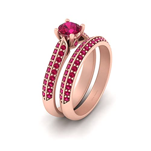 Bague rubis rose synthétique rond argent DFJ à porter au quotidien ou en soirée