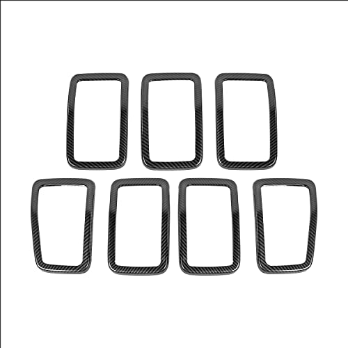 Image of JeCar Grille Inserts ABS Grill Cover Trim Kit Compatible with Jeep Cherokee 2019-2021 KL, Carbon Fiber Texture