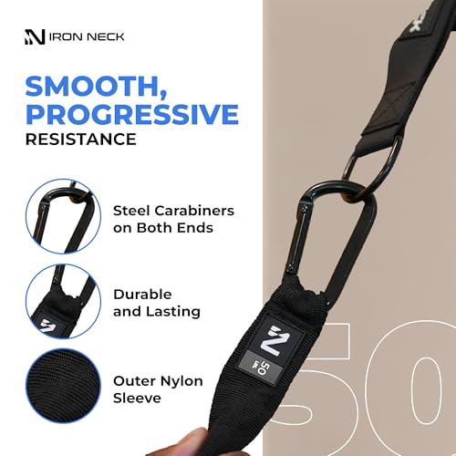 Image of Iron Neck Resistance Band, Durable Exercise Band with Steel Carabiners for Neck Training, Strength Workouts, Stretching, and Rehab