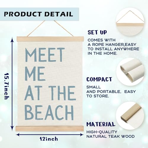 RYYCDOI Coastal Cowgirl Beach Room Decor Set of 2, Aesthetic Seashell Wall Decor, Blue Beach Decor for Teen Girls Room, 12x16 Inches - Image 2