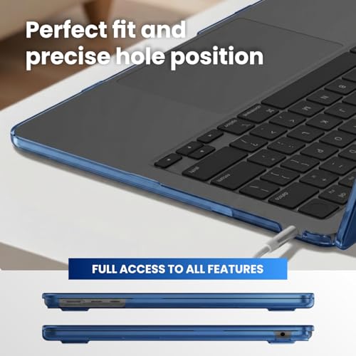 Image of Dyazo Hard Shell Case for MacBook Air 13.6 Inch 2022-2026 M2 A2681 M3 A3113 M4 A3240 M5 A3449 | Slim Protective Plastic Laptop Cover with Touch ID, Glossy Finish, Precise Fit & Heat Venting (Blue)