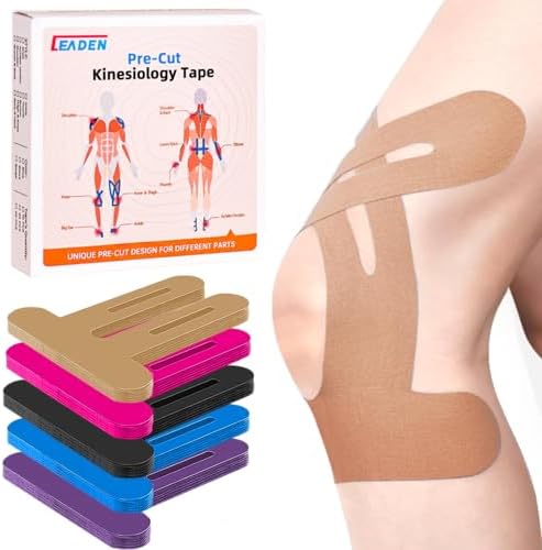 Kinesiotapes Vorgeschnitten Knie, 10 Stück, Hautfarbe | Wasserfest & Hautfreundlich, Kinesiologie Knie Tape für Sport Unterstützung