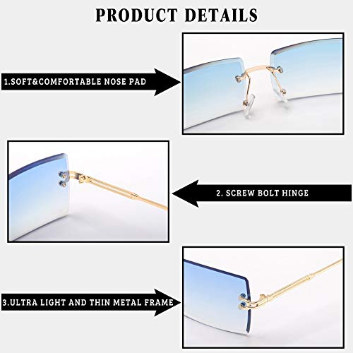 Image of Stylish Small Rectangle Sunglasses Women Men Tinted Frameless Eyewear Ultralight Candy Color Ocean Sun Glasses Shades NP1034