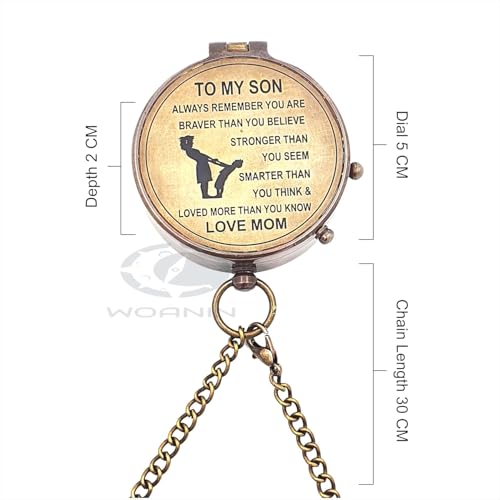 Brújula de latón con caja de madera personalizada para hijo miniatura 4