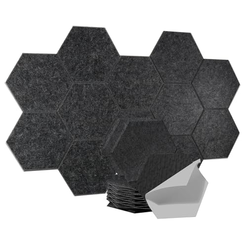 Image of Acoustic Panels, Magrowill 12-Pack Soundproof Wall Panels 12 X 10 X 0.4 Inches, Sound Absorbing Panels with Full Self-Adhesive, Interior Wall Decor Felt Tiles Board