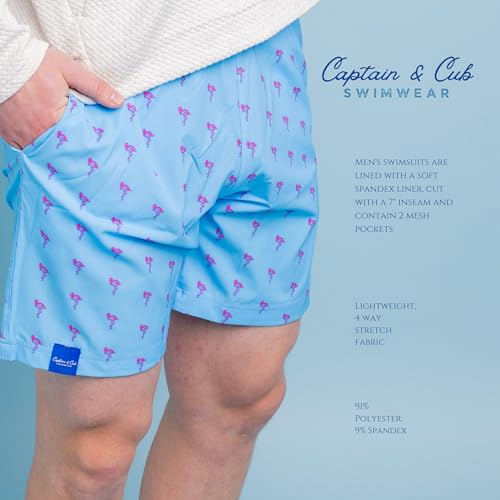 Father Son Neon Flamingo Print Matching Swimsuits2