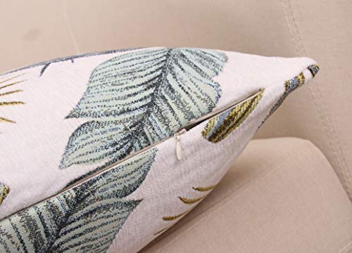 Yeiotsy Pillow Case, Decorative Tropical Leaf Throw Pillow Cover Heavy Fabric Jacquard Chenille (Yellow, 18 X 18 Inches) #TOP3